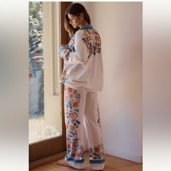 NWOT Anthropologie flannel pajama set XS